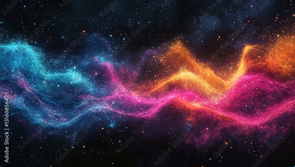 Wall mural abstract cosmic nebula with glowing particles and vibrant colors perfect for backgrounds design idea