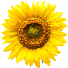 Fototapeta premium Radiant Sunflower Bloom Close-Up Isolated on White or Transparent Background Capturing Spring