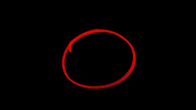 Hand drawing Red circle highlight marker with transparent background. Circle highlight animation with alpha channel.	