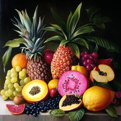 Colorful Tropical Fruit Still Life