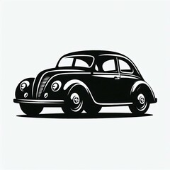 Obraz premium Vintage Beetle Black and White Silhouette