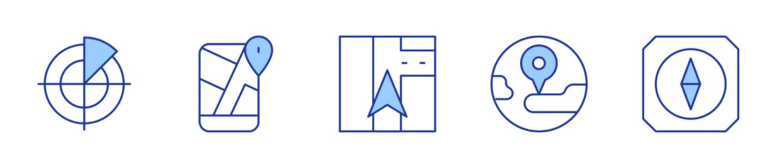 navigation, global, compass, radar, gps. GPS Icon vector illustration. Line Duotone style. Editable stroke