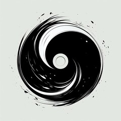 Swirling Yin Yang Ink Brush Style