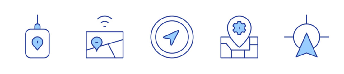 signal, location, north, gps, gps navigation. GPS Icon vector illustration. Line Duotone style. Editable stroke