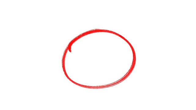 Hand drawing Red circle highlight marker with transparent background. Circle highlight animation with alpha channel.	