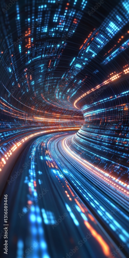 Poster vibrant abstract image depicting colorful light trails in motion, creating a dynamic and futuristic 