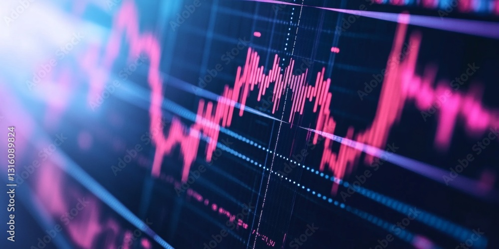 Poster dynamic financial market data visualization with colorful graphs and trend analysis