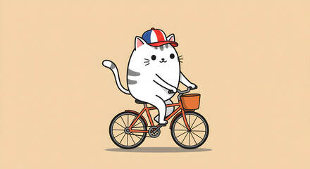 Cartoon Cat Riding Bike Illustration