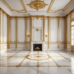Luxurious Gold and White Interior Room