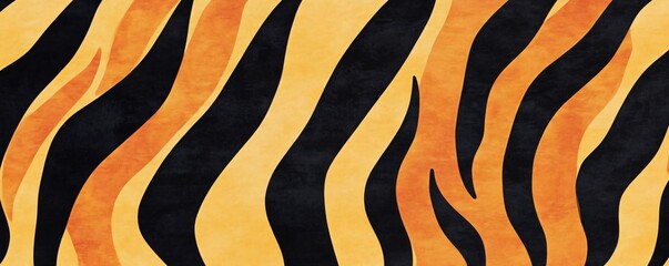 Minimal zebra skin pattern, warm orange and yellow tones with black for textiles