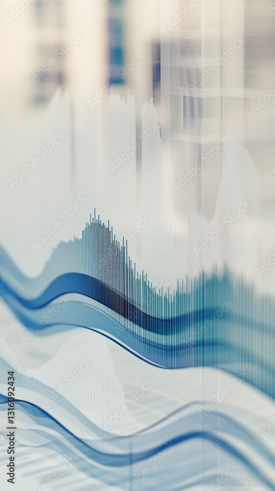 Aufkleber abstract digital waves illustrating data patterns and trends in blue and white background