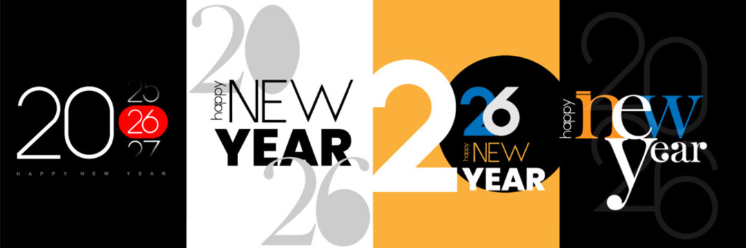 2026 New Year greeting card design concept. Happy NewYear Greeting Card Number. design for cover, calendar, banner and template, Vector illustration concepts