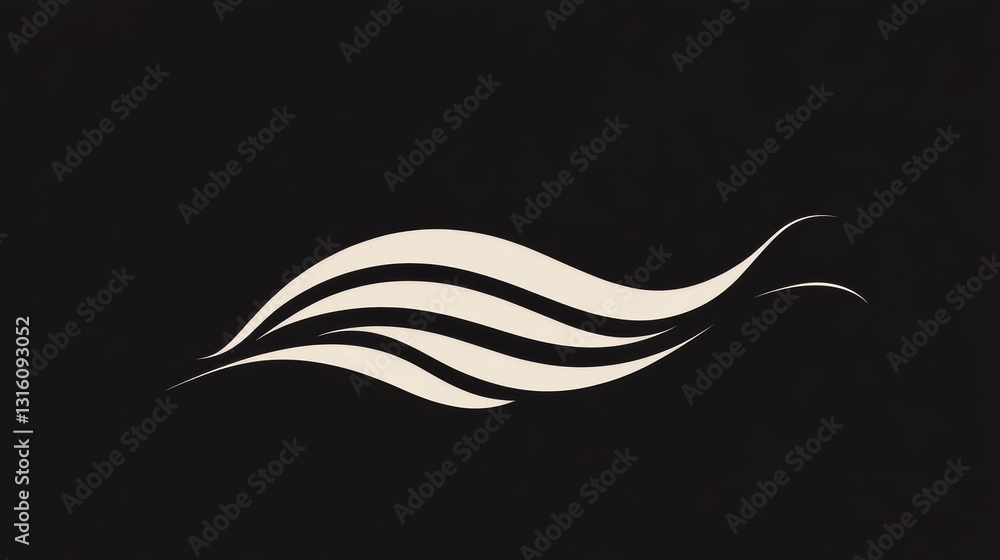Poster black and white image of a wave with a white line. the image is abstract and has a sense of movement