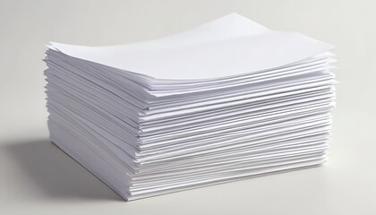 Stack of White Paper on White Background