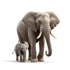 Obraz premium Mother Elephant and Calf