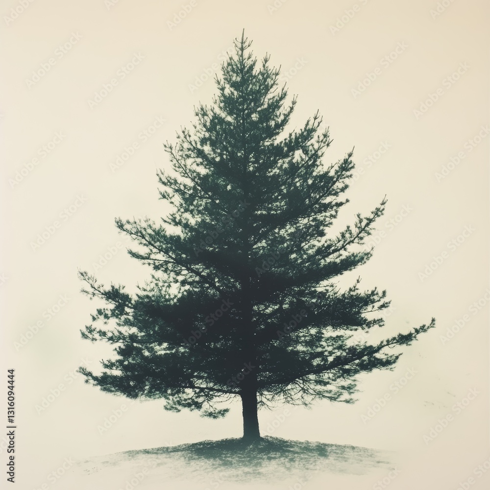 Aufkleber a large tree stands alone in a field. the tree is bare and has no leaves. the sky is cloudy and the 