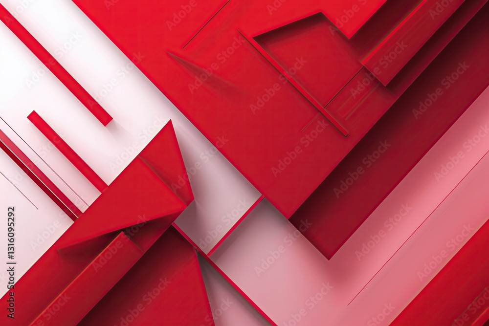 Poster vibrant red abstract geometric background featuring diagonal lines and smooth gradient