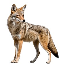 Fototapeta premium Coyote Standing Isolated on White Background