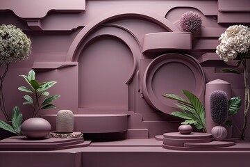 Fototapeta premium Elegant 3D Mauve Background with Versatile Space for Detailed Vector Layers