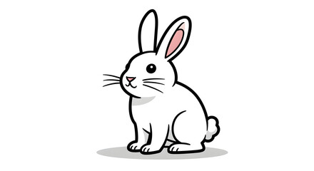 Obraz premium Cute White Bunny Cartoon Vector Illustration