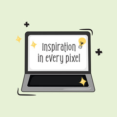Laptop with inspirational quote vector