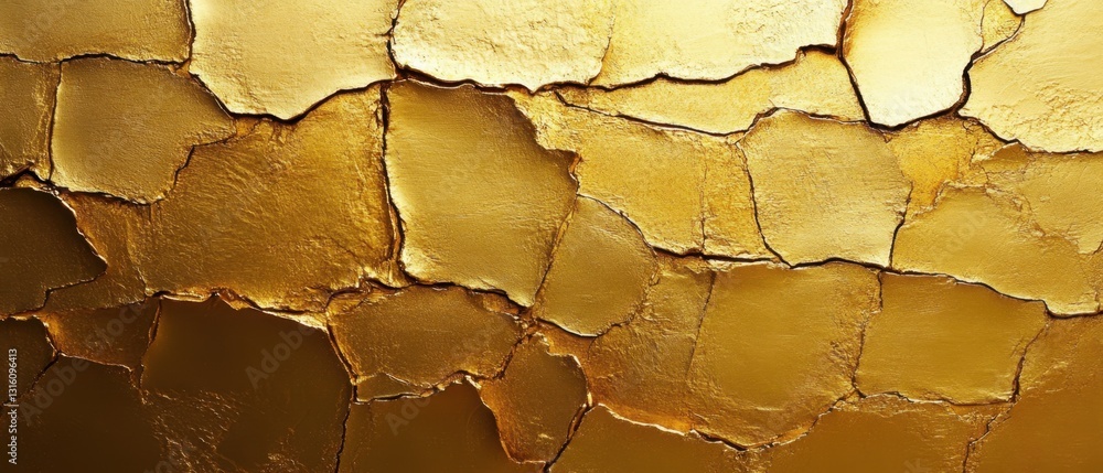 Poster glimmering gold texture background with cracks and fissures for luxury design and abstract art proje