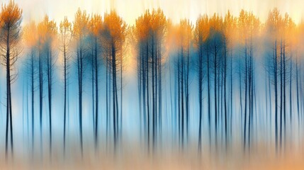 Misty sunrise in a pine forest. (1)