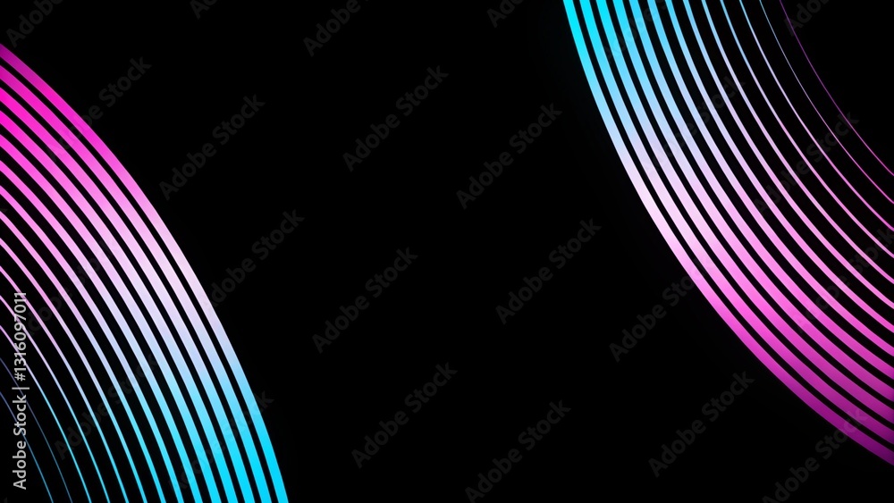 Poster 3d blue pink techno abstract background overlap layer on dark with glowing lines shape decoration. m