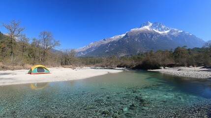 Serene Wild Camping by a Crystal-Clear Mountain Stream