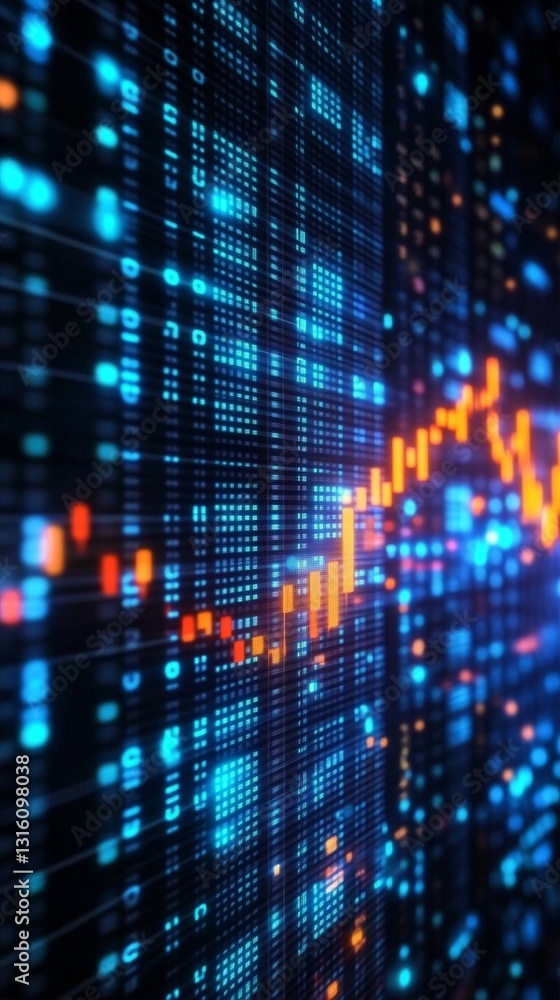 Poster dynamic digital data visualization with abstract graph representing market trends and analytics