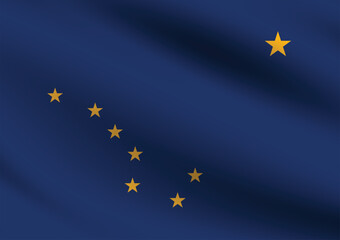 Alaska flag official colors and proportion digital vector illustration. Pleated flag.