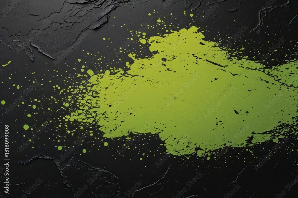 Poster lime and black gradient background with edgy grainy texture design