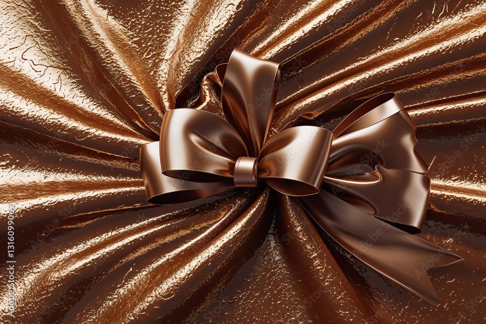 Poster chestnut brown metallic textured art foil background with glossy abstract design and sparkling ribbo