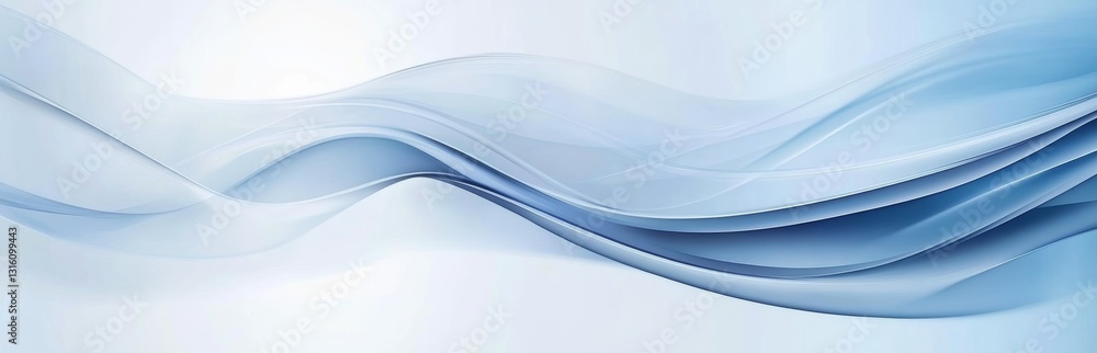 Wall mural abstract blue waves flowing smoothly soft gradient light motion dynamic fluid texture design perfect