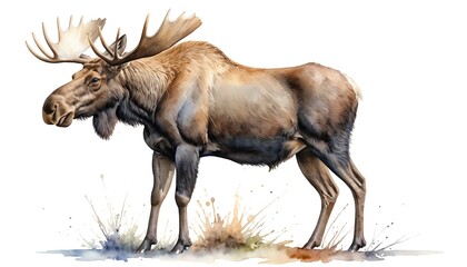 Majestic Moose in Watercolor