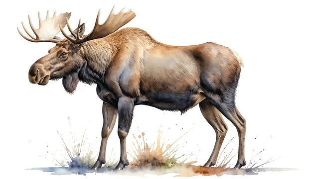 Majestic Moose in Watercolor