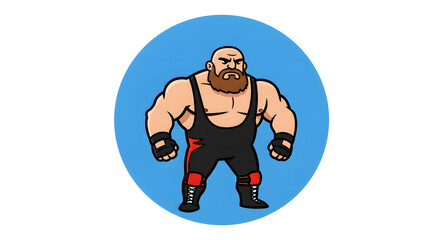 Cartoon Wrestler Character Illustration