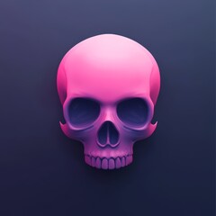 Obraz premium Pink skull with purple hair. The skull is on a dark background