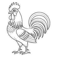  Detailed Rooster Illustration in Black and White