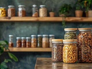 Jars filled with various nuts displayed together for community food drives promoting healthy eating and nutrition