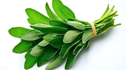 Obraz premium Fresh Sage Sprig Close-up: A Vibrant Culinary Herb AI Generated