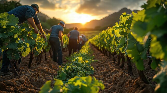 The workers in the vineyard receiving their wages, all treated equally