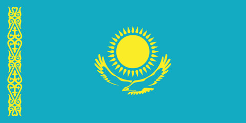 Kazakhstan flag official colors and proportion digital vector illustration.