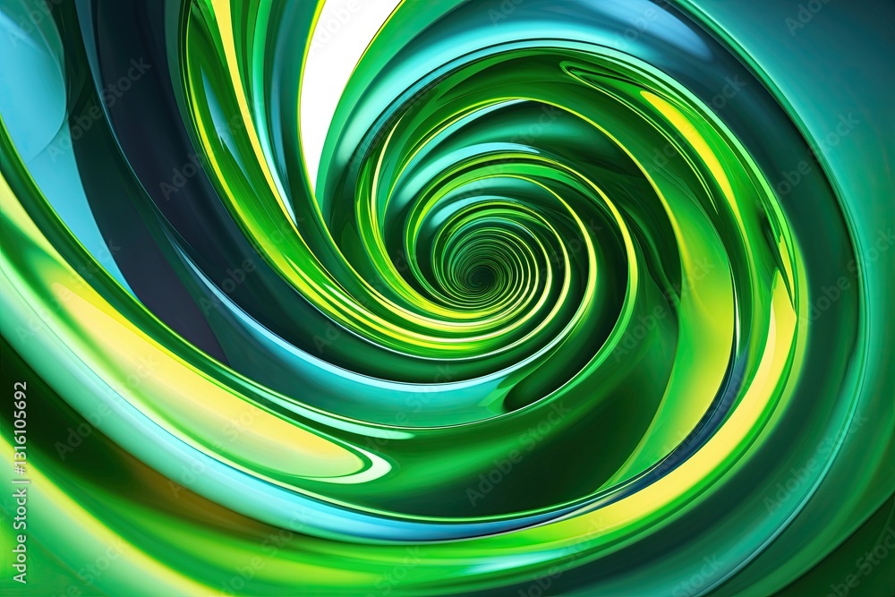 Poster dynamic green swirls engaging abstract design with smooth gradient colors for contemporary branding 