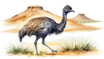 Fototapeta premium Emu in Australian Outback Landscape