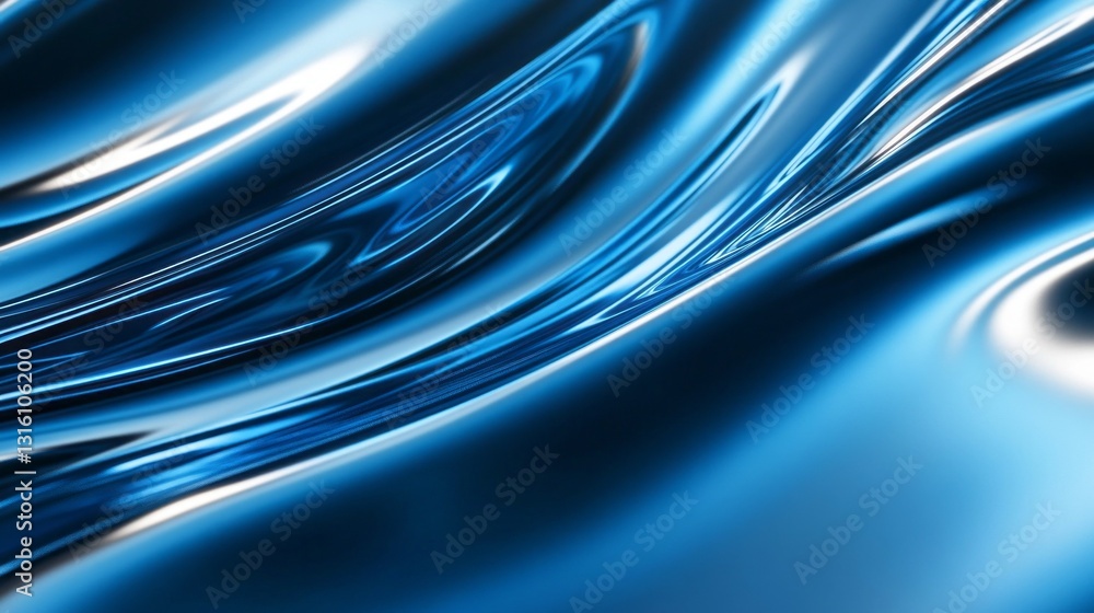 Poster glorious undulating waves of blue fluid flow gracefully across the surface, reflecting various shade