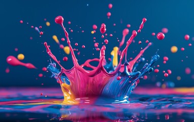 Colorful splashes of paint create a vivid display in a dynamic art composition