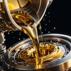 Golden Oil Pouring into Precision Mechanism