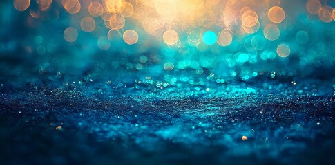 A distressed blue background featuring blurred bokeh lights creates a soft and dreamy visual atmosphere
