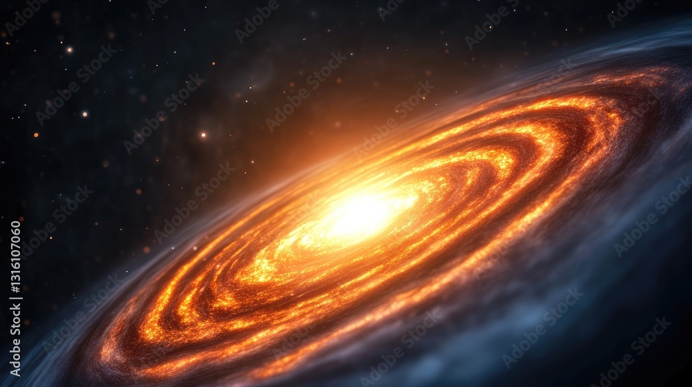Poster cosmic spiral formation outer space digital art universe aerial view galactic concepts illuminated